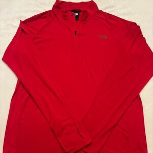 The North Face Men’s Red Quarter Zip Long Sleeve Shirt | Outdoor Layer | Size L